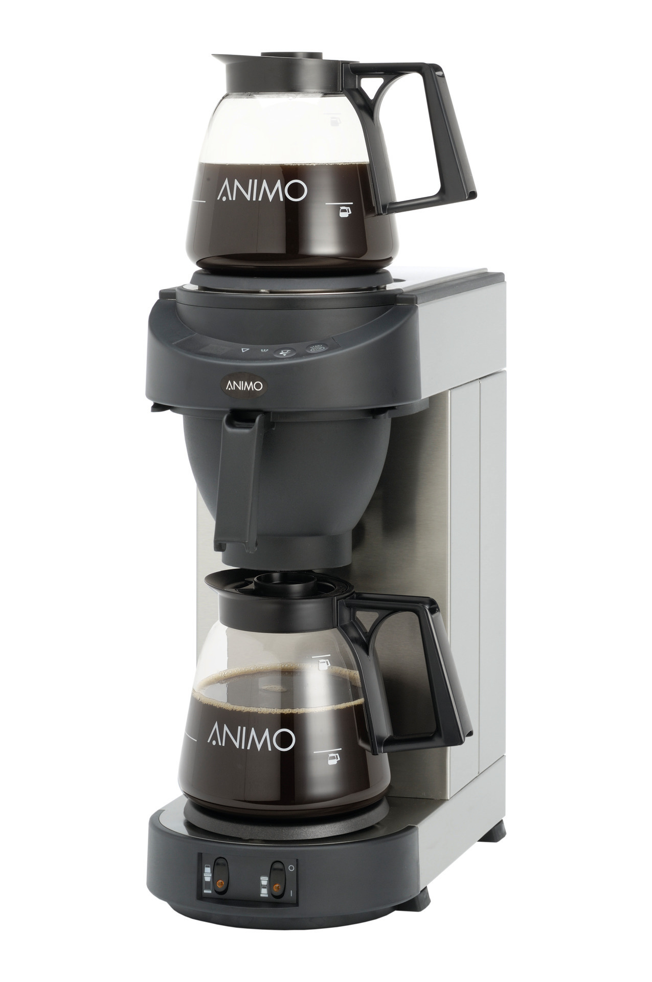 Filterkaffeemaschine 1,80 l schwarz mit 2 Glaskannen / mit Wasseranschluss