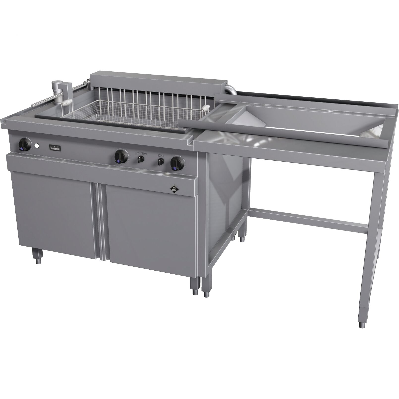 Elektro-Großfritteuse 1 x 115,00 l Köln Hubmotor links + Enladesystem rechts