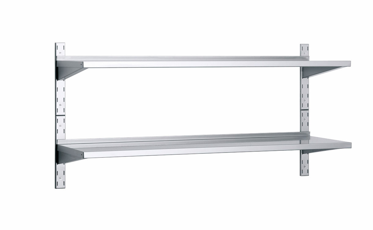 2 Wandborde mit Wandkonsolen mit 20 mm Aufkantung 2000 x 400 x 700 mm