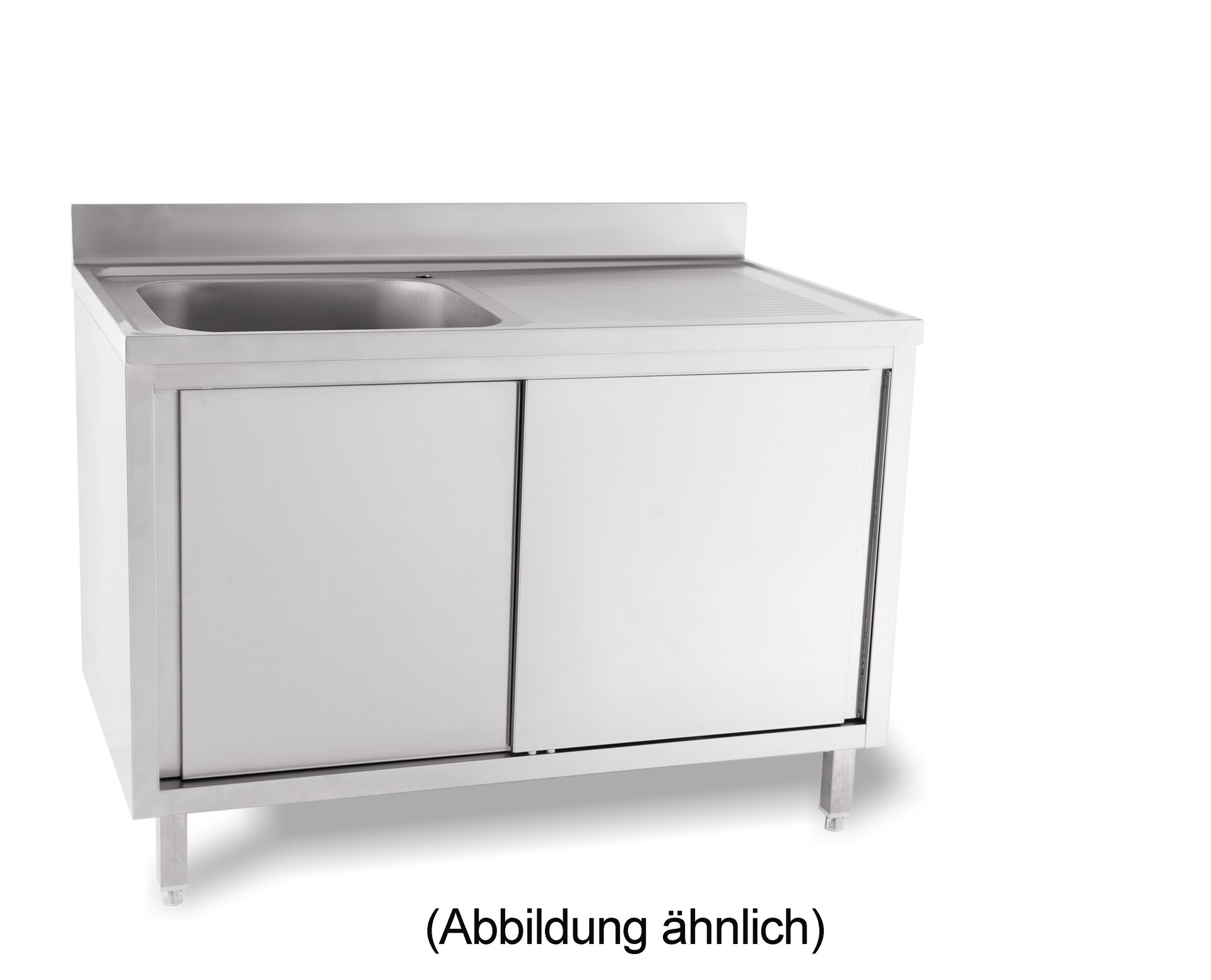 Spülschrank mit 50 mm Aufkantung mit Schiebetüren 1 Becken links