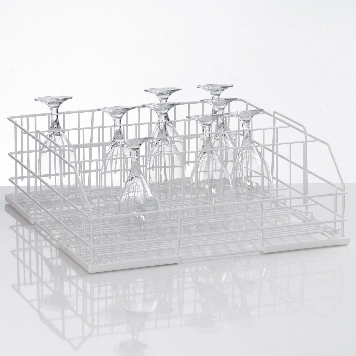 Gläserkorb aus Drahtgitter Größe L /  4 Reihen / 500 x 500 x 165 mm