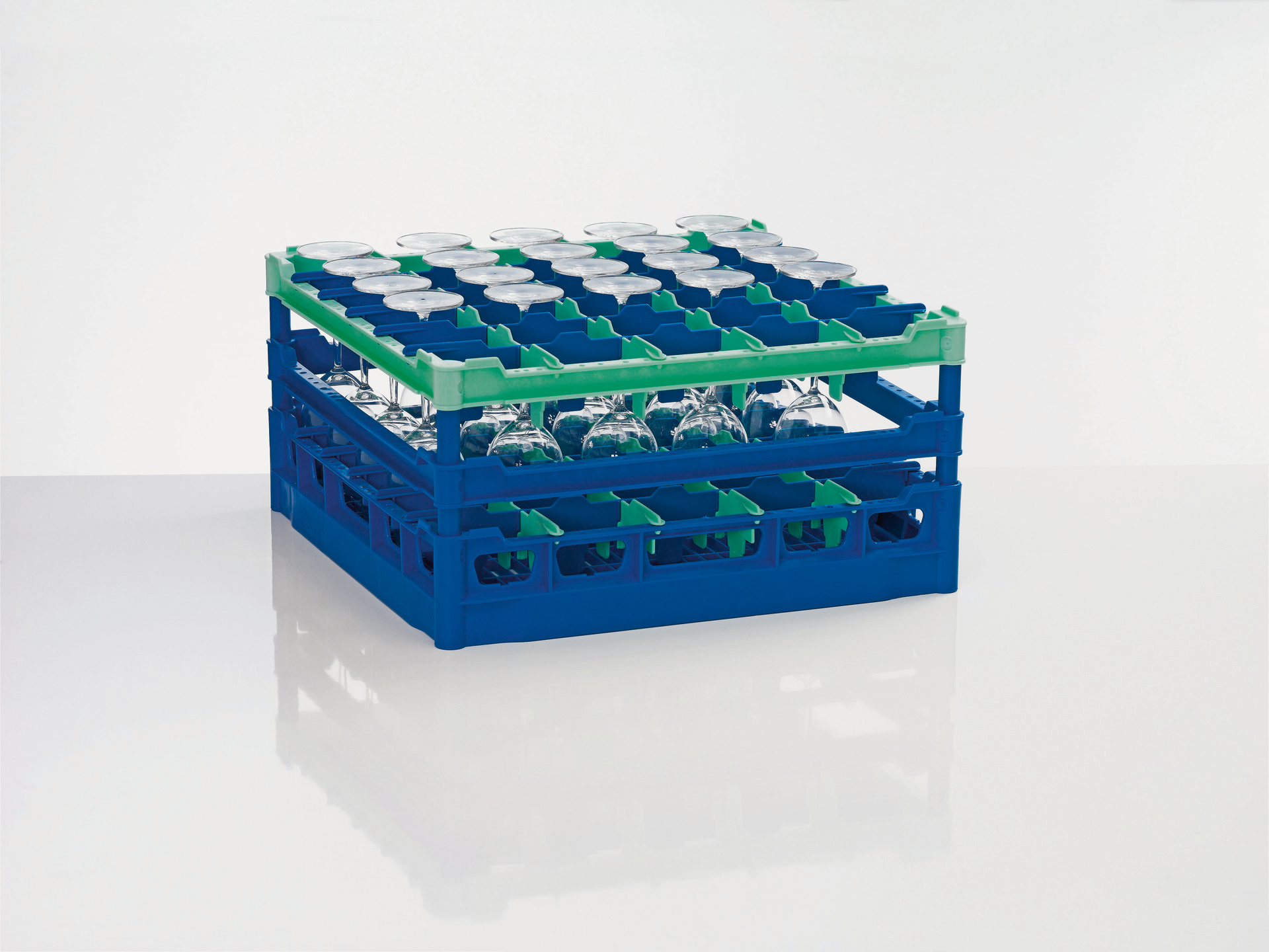 Gläserkorb Kunststoff für 30 Gläser / 500 x 500 mm / max. Glashöhe 210 mm grün