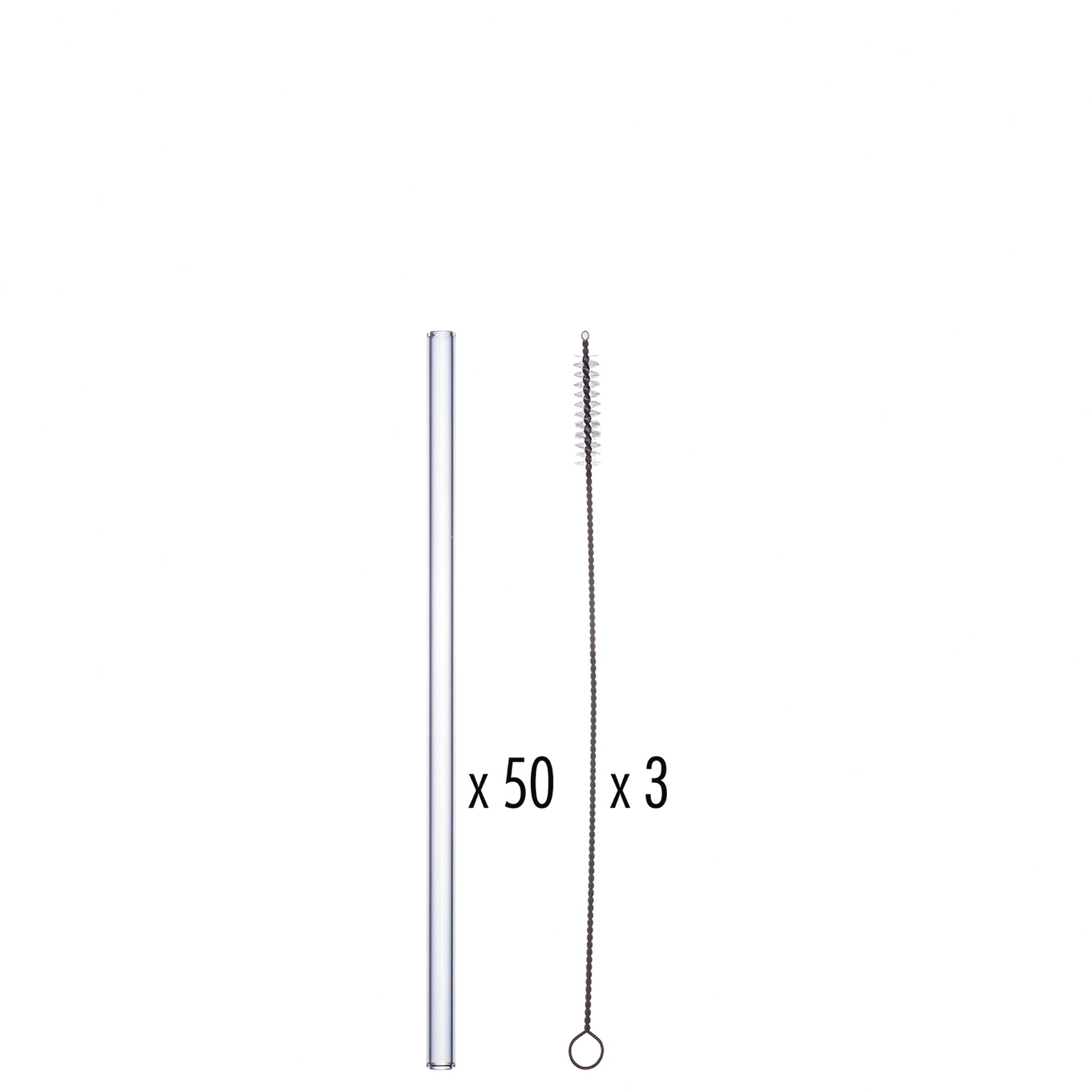 Trinkhalm gerade 200 mm / 50 Trinkhalme / 3 Bürsten Trinkhalm